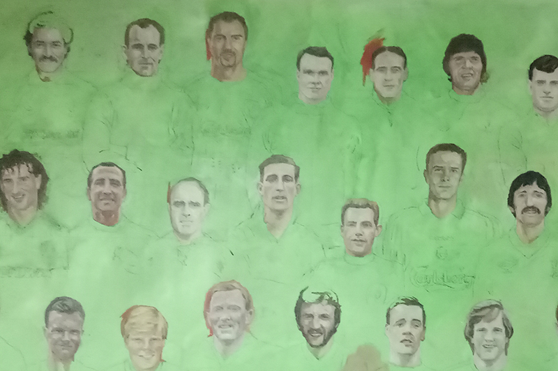 Planning the arrangement of figures for the painting